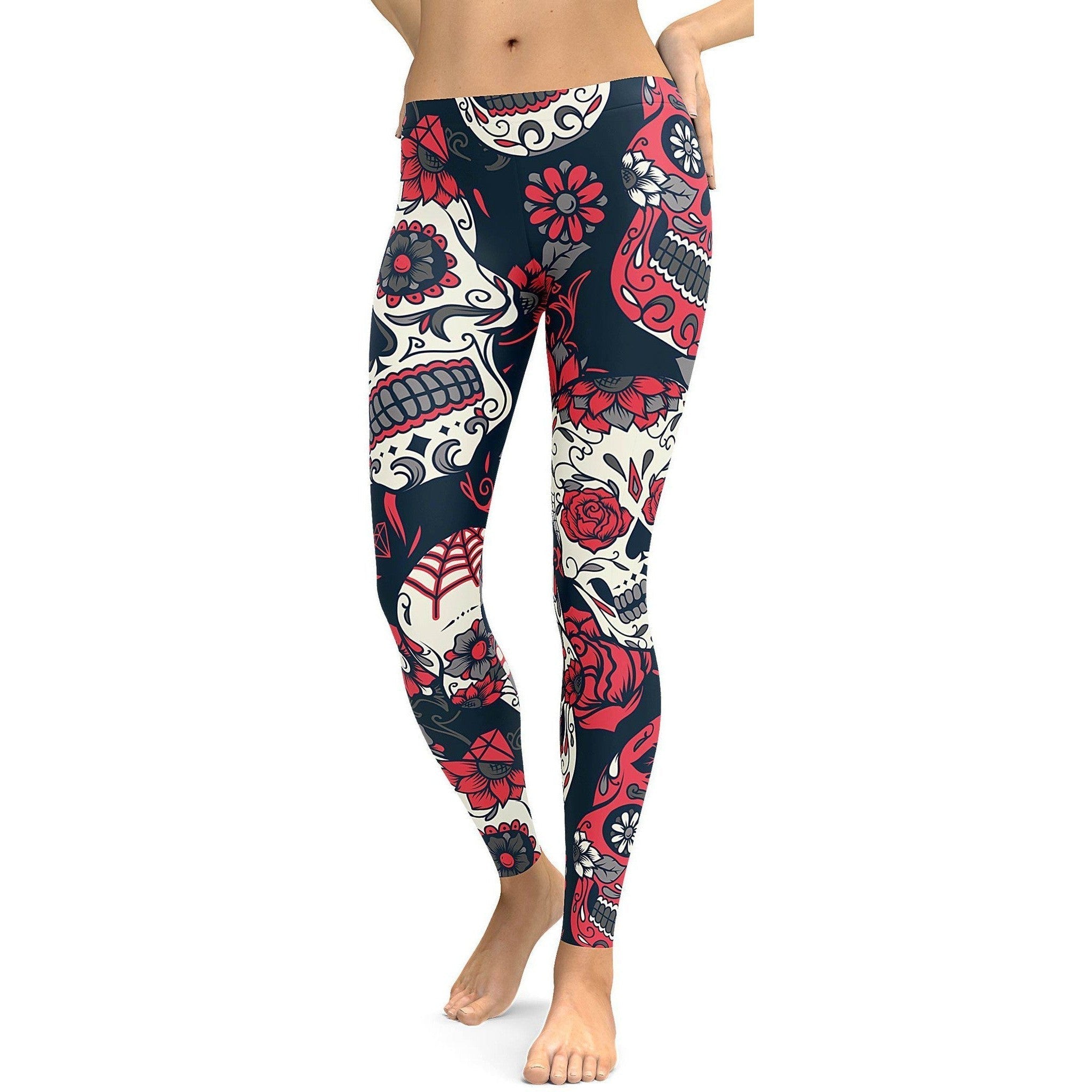 Rosa Tag der Toten Leggings M099