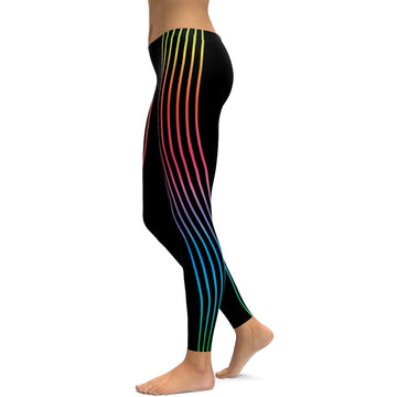 Vertikale Neonstreifen Leggings V728