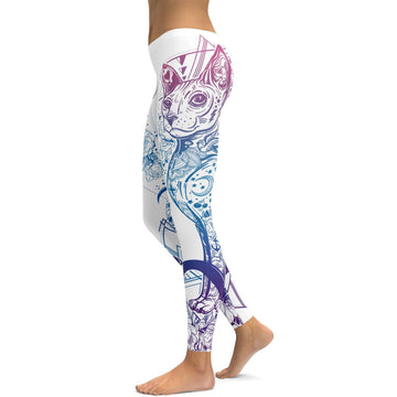 Helle Weiße Katzen Leggings V059