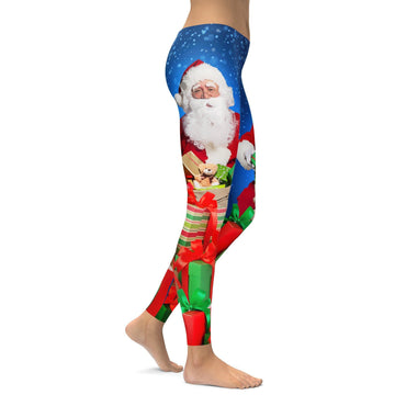Weihnachtsleggings mit Santa und Geschenken Q524