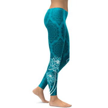 Cyan Blaue Lotus Leggings K686