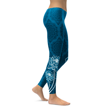 Elektrische Blaue Lotus Leggings H594