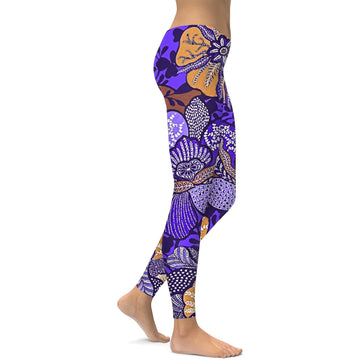 Lila Batik Blumen Leggings A856
