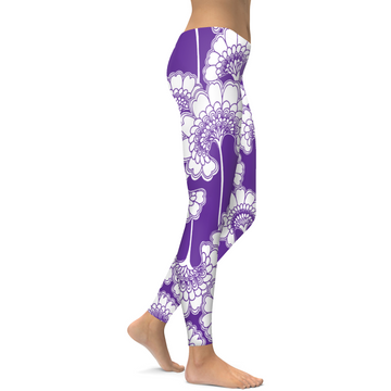 Lila Japanische Blumen Leggings Q729