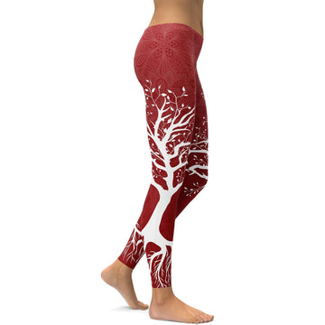 Tiefe Rote Lebensbaum Leggings D684