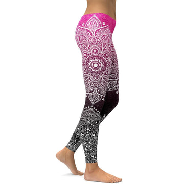 Rosa zu Schwarz Mandala Leggings R224