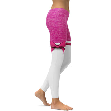 Rosa melierte Oberschenkelhohe Leggings mit Schleife J335