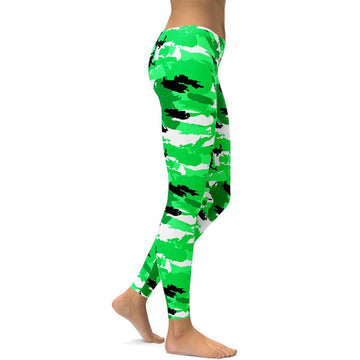 Limegrüne Camouflage Leggings U767