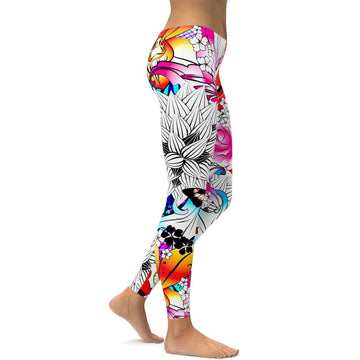 Blumen und Tattoos Rave Leggings U876