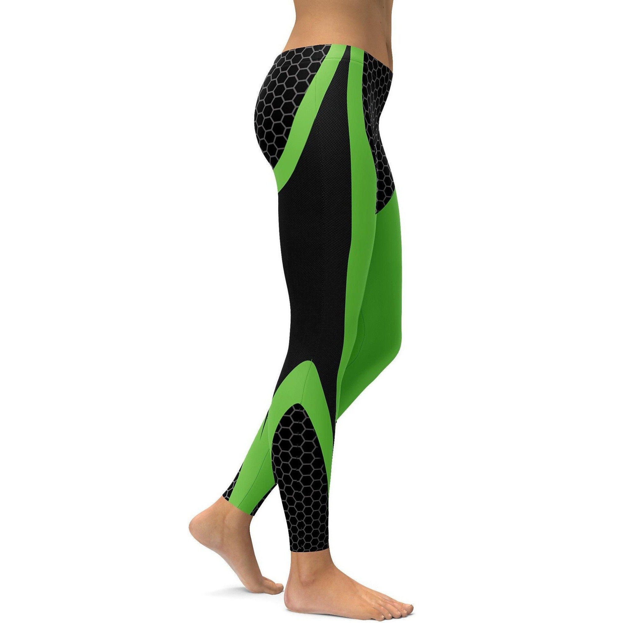 Grüne Honigwaben Carbon Leggings X333