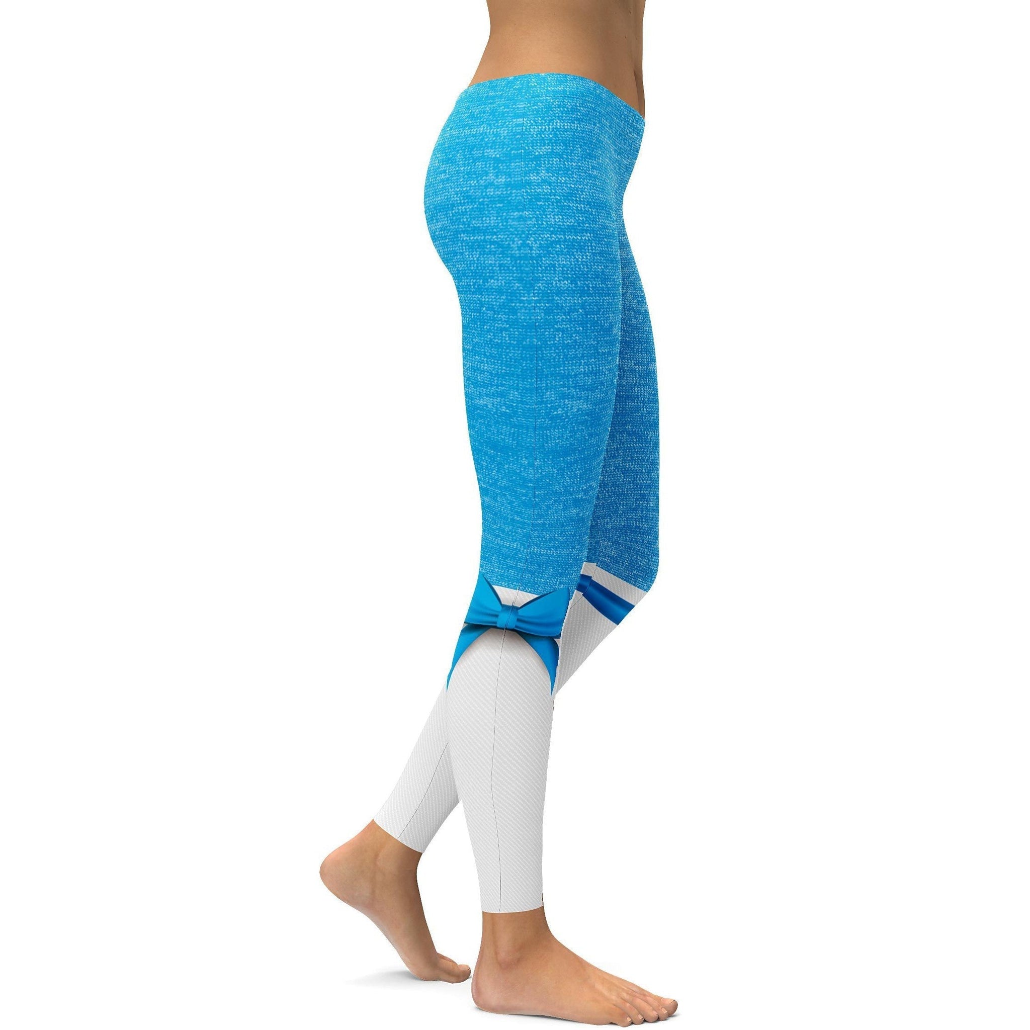 Blaue Faux Heathered Bogen Leggings O177