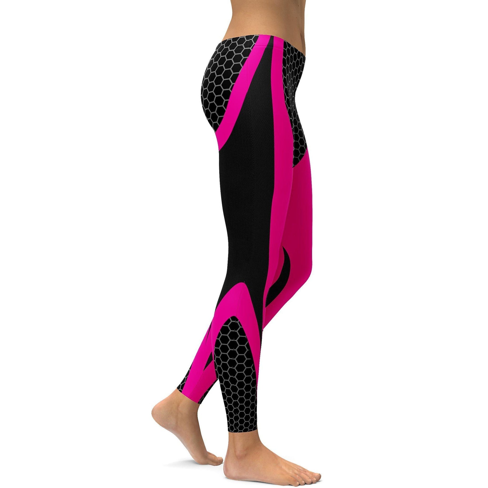 Rosa Wabenstruktur Carbon Black Leggings N677