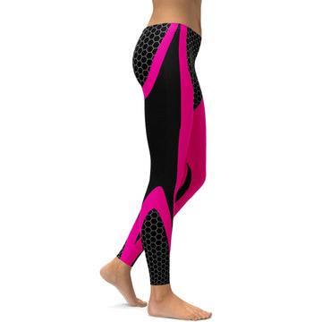 Rosa Wabenstruktur Carbon Black Leggings N677