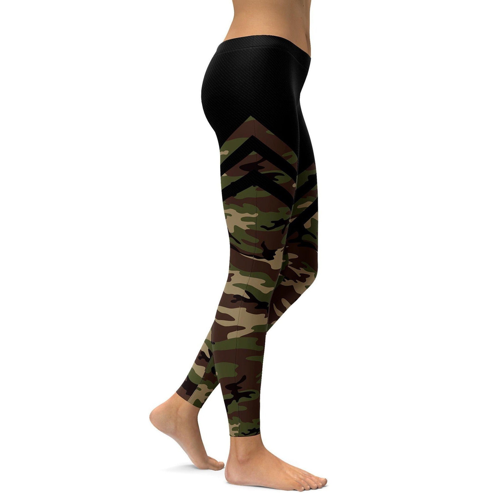 Camo & Schwarze Oberschenkelhohe Strumpfhosen Leggings K916