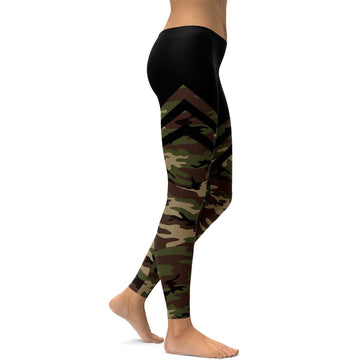 Camo & Schwarze Oberschenkelhohe Strumpfhosen Leggings K916