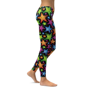 Faux Pailletten Sterne Leggings C446