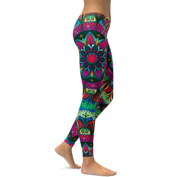 Bunte Pink Mandala Leggings U061