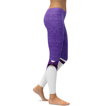 Lila Falsche Melierte Leggings mit Schleife M171