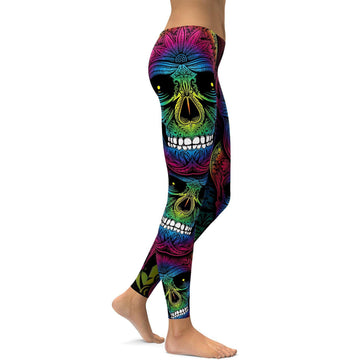 Regenbogen Schädel Leggings Y968