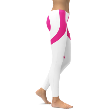 Rosa herzförmige weiße Leggings D507