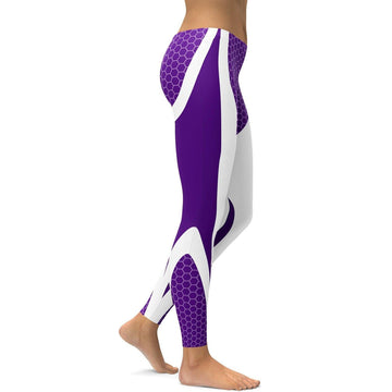 Lila Honigwaben Carbon Weiße Leggings J922