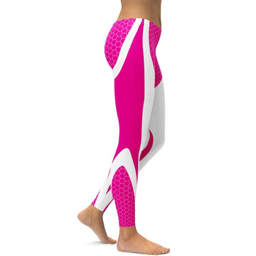 Rosa Honigwaben Carbon Weiße Leggings G697