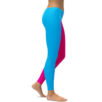 Zweifarbige Rosa- und Bla leggings J658