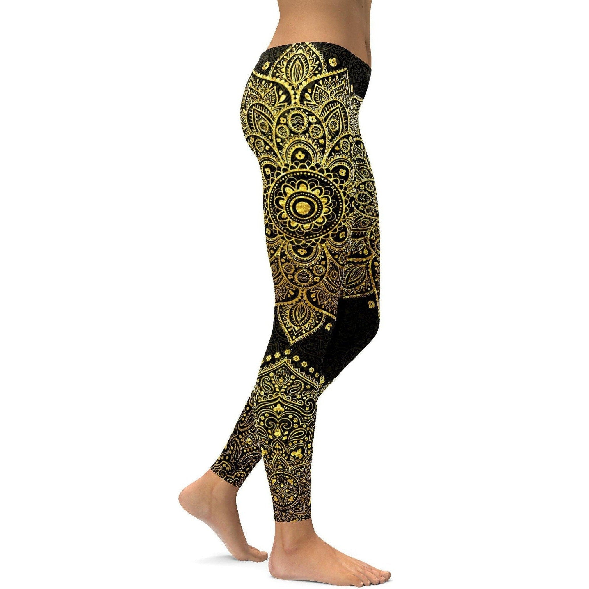 Faux-Goldene Mandala Leggings Q848