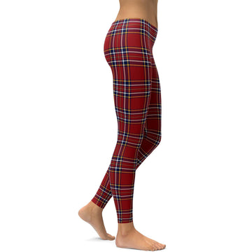 Dunkelroter Karomuster-Leggings C431