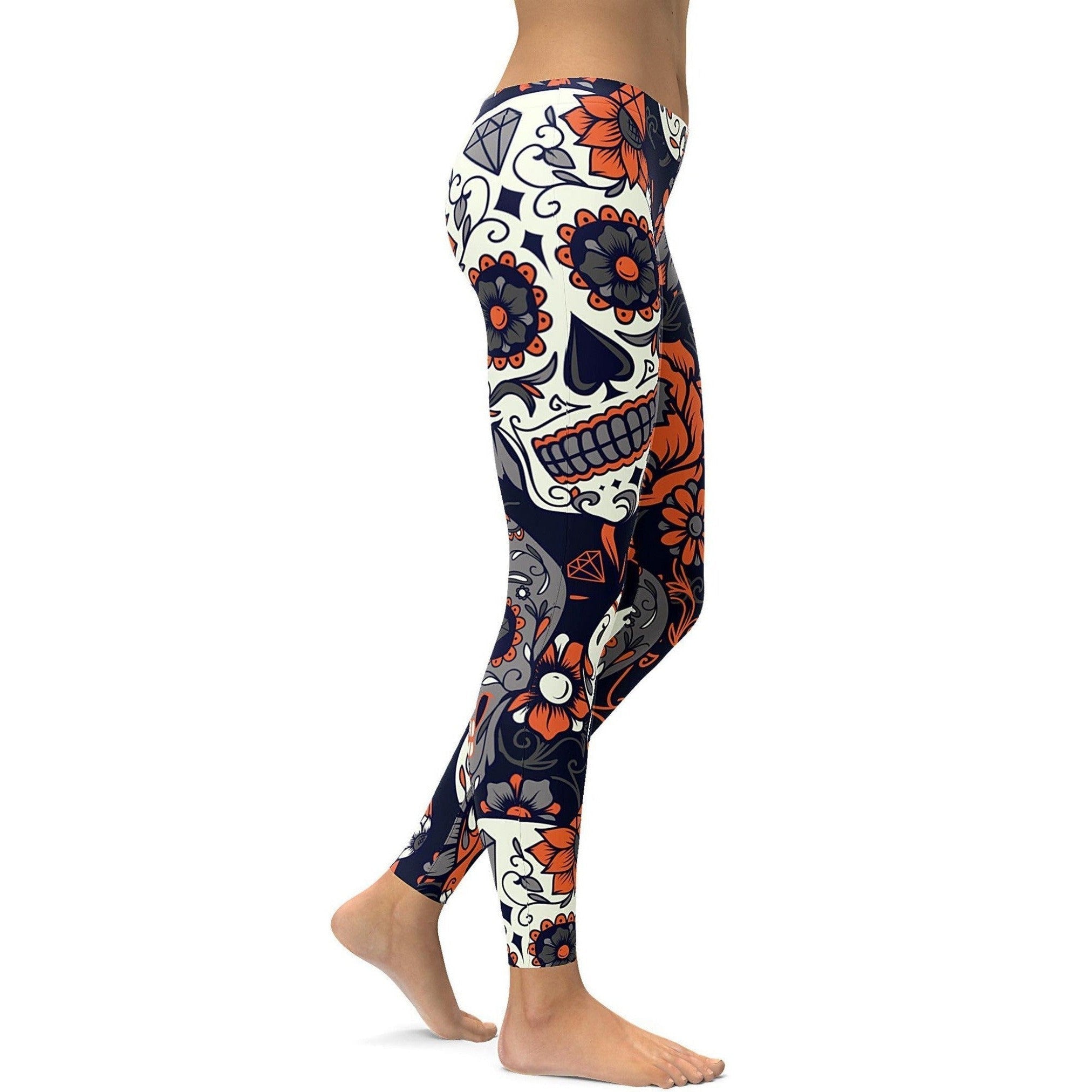 Orangenes Zuckerschädel-Leggings R898