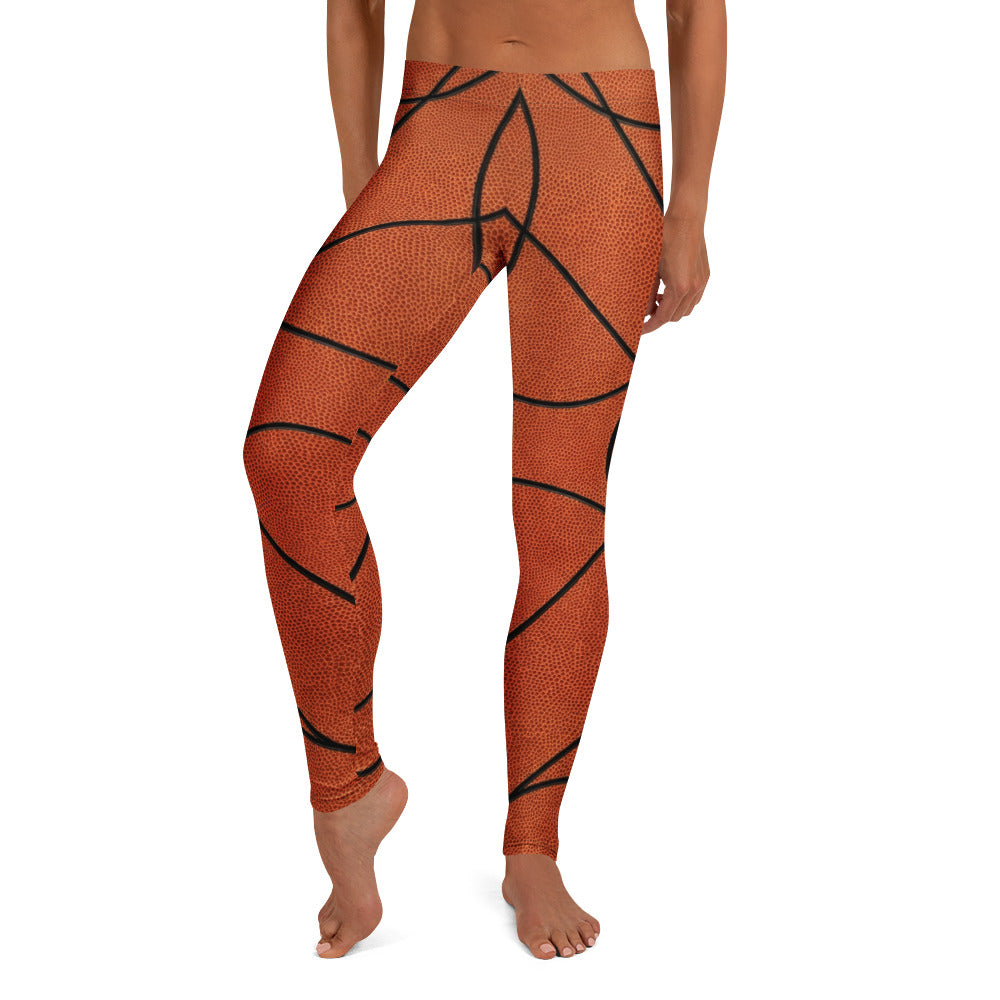 Personalisierte Sportleggings Damen Basketball Design Orange Schwarz Fitness Leggings S064