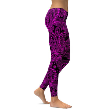 Rosa Leuchtende Blumen Leggings E650
