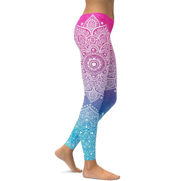 Rosa zu Blau Mandala Leggings G405