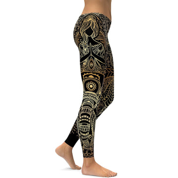 Goldene Ornamental Elefanten Leggings W879