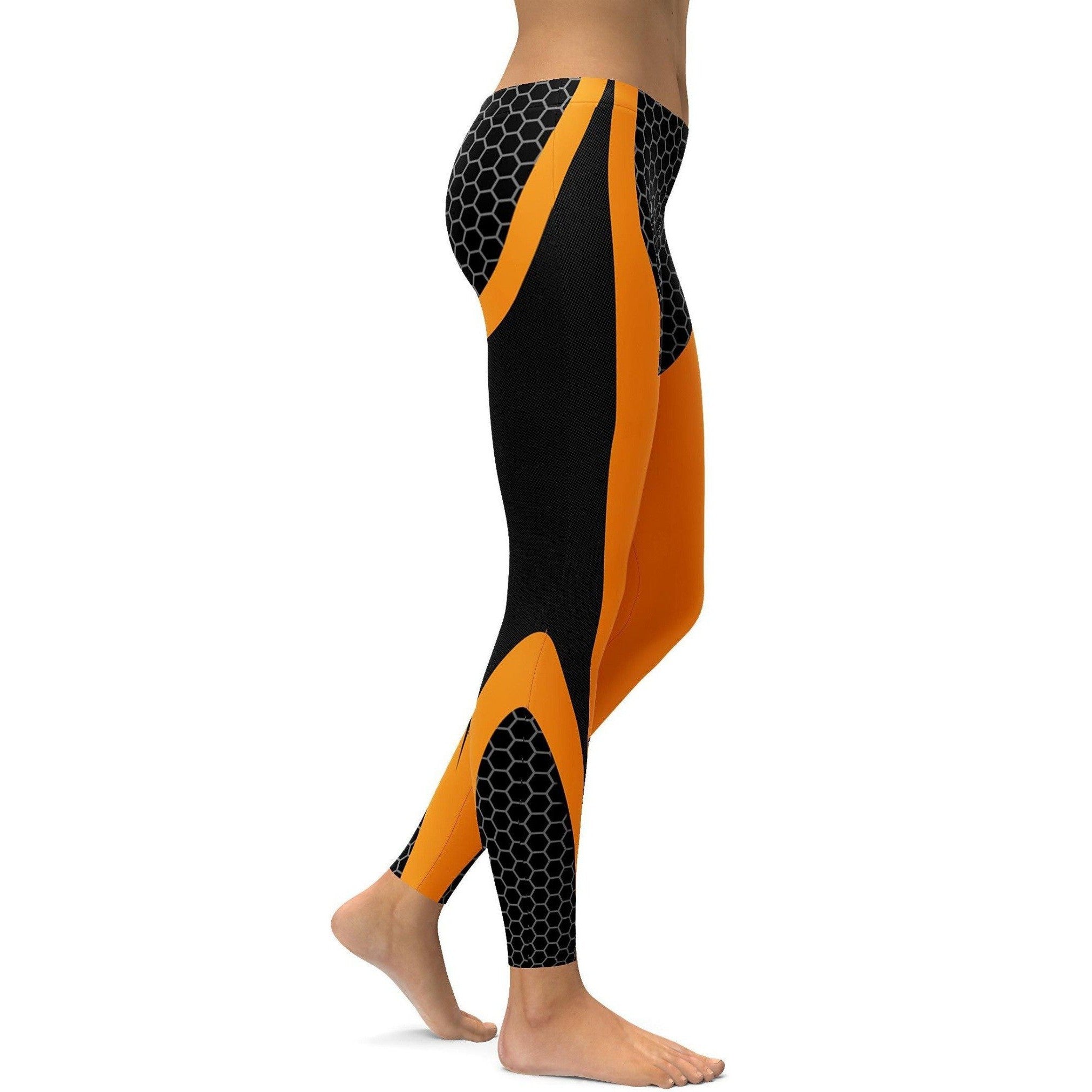 Orangen Honigwaben Carbon Leggings P736