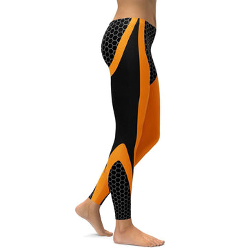 Orangen Honigwaben Carbon Leggings P736