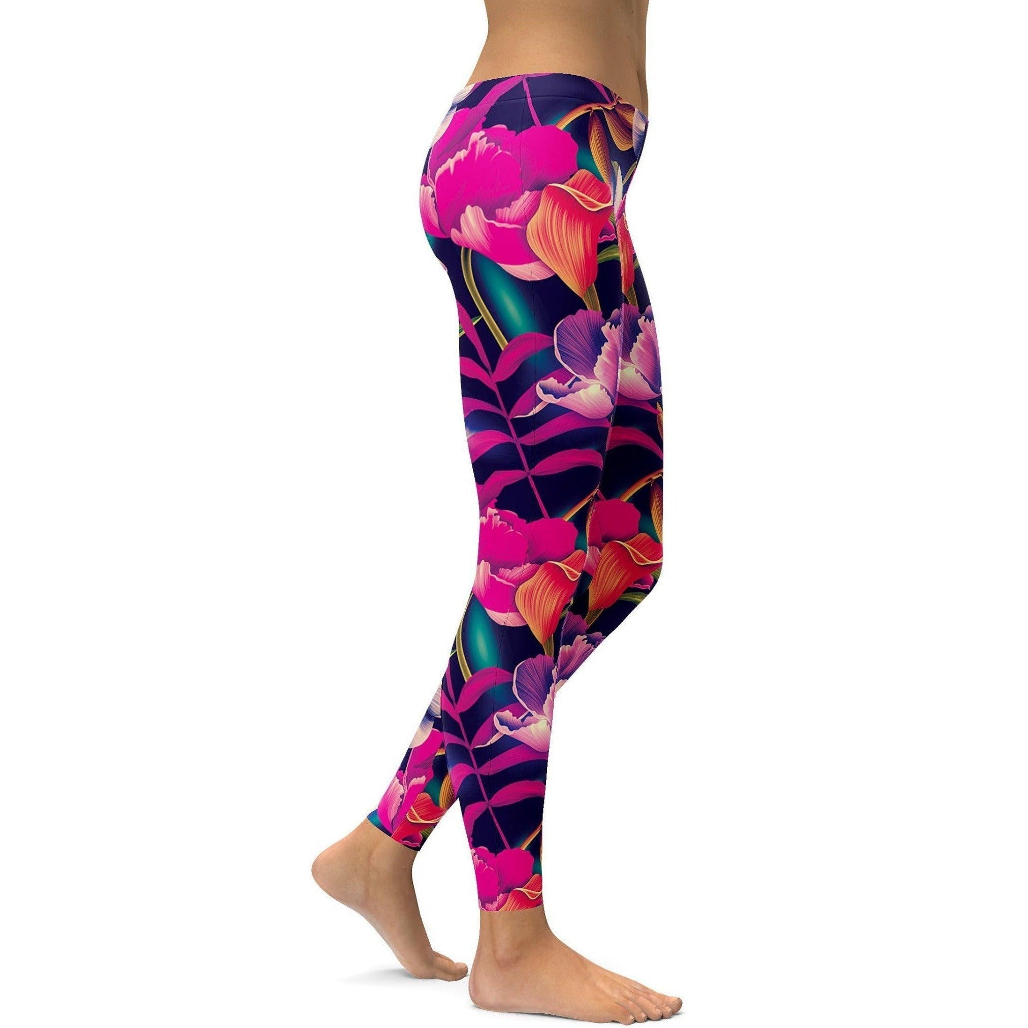 Tropische Blumen Leggings A873