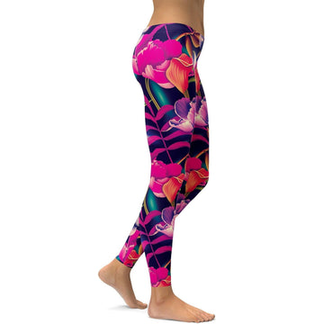 Tropische Blumen Leggings A873