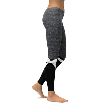 Grau Faux Heathered Bogen Leggings P498