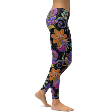 Faux-Pailletten Blumen Leggings X545