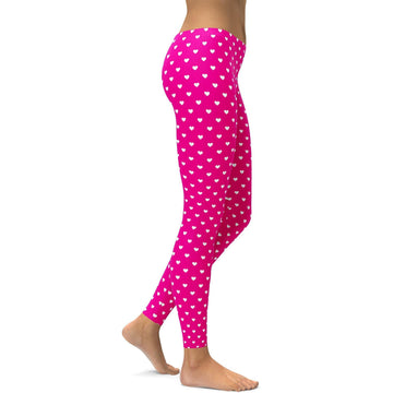 Weiße Mini-Herzen auf pinken Leggings M940