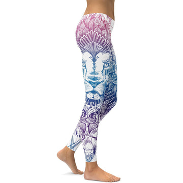 Helle Weiße Löwen Leggings F872