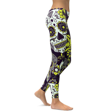 Sassy Gelbe Zuckerschädel Leggings X176