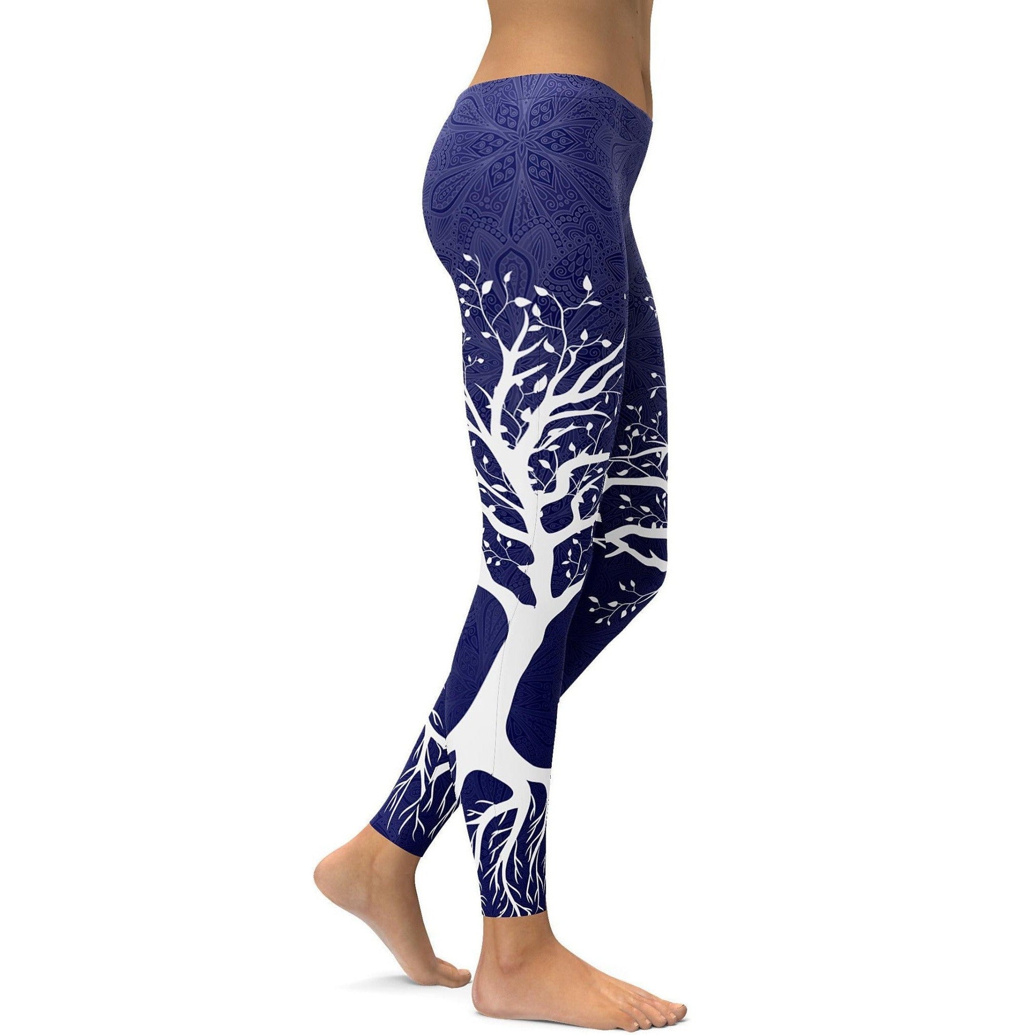 Marineblaue Baum des Lebens Leggings T469