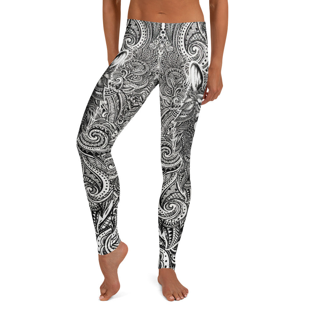 Personalisierte Damen Sportleggings Schwarz Weiß Tribal Muster Fitness Leggings Yoga Hose Y196