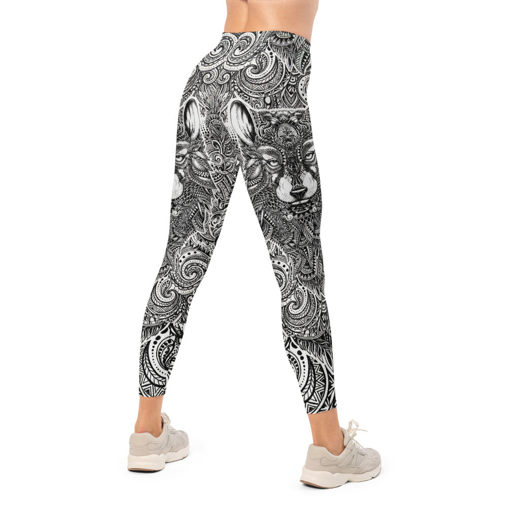 Personalisierte Damen Sportleggings Schwarz Weiß Tribal Muster Fitness Leggings Yoga Hose Y196