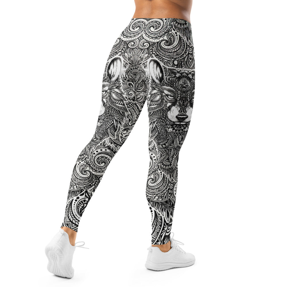 Personalisierte Damen Sportleggings Schwarz Weiß Tribal Muster Fitness Leggings Yoga Hose Y196