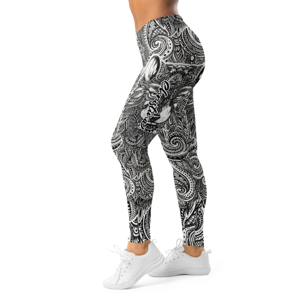 Personalisierte Damen Sportleggings Schwarz Weiß Tribal Muster Fitness Leggings Yoga Hose Y196