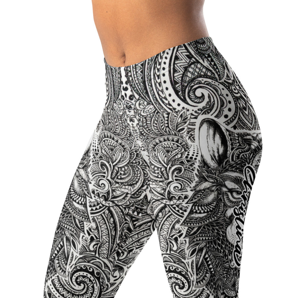Personalisierte Damen Sportleggings Schwarz Weiß Tribal Muster Fitness Leggings Yoga Hose Y196
