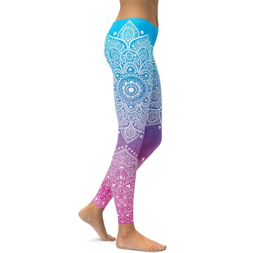 Blaue zu Rosa Mandala Leggings R043